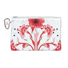 A Design Of A Red Flower On A White Background Canvas Cosmetic Bag (large)