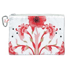 A Design Of A Red Flower On A White Background Canvas Cosmetic Bag (xl)