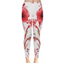 A Design Of A Red Flower On A White Background Inside Out Leggings View3