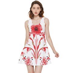 A Design Of A Red Flower On A White Background Inside Out Reversible Sleeveless Dress