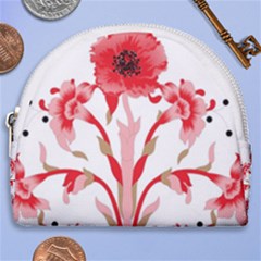 A Design Of A Red Flower On A White Background Horseshoe Style Canvas Pouch