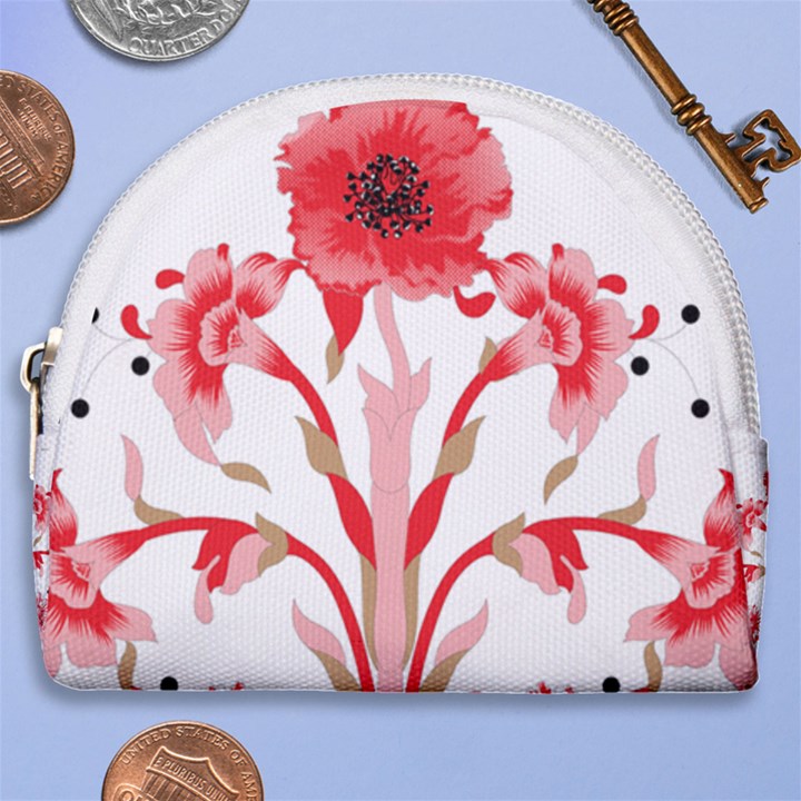 A Design Of A Red Flower On A White Background Horseshoe Style Canvas Pouch