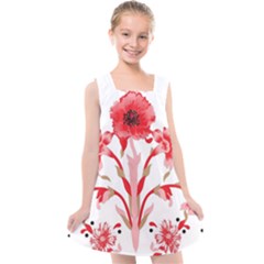 A Design Of A Red Flower On A White Background Kids  Cross Back Dress