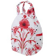 A Design Of A Red Flower On A White Background Travel Backpack