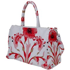 A Design Of A Red Flower On A White Background Duffel Travel Bag