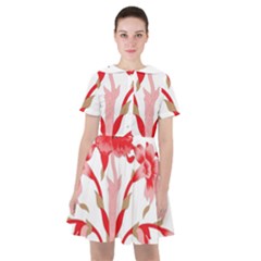 A Design Of A Red Flower On A White Background Sailor Dress