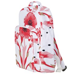 A Design Of A Red Flower On A White Background Double Compartment Backpack