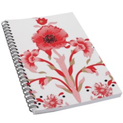 A Design Of A Red Flower On A White Background 5 5  X 8 5  Notebook