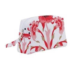 A Design Of A Red Flower On A White Background Wristlet Pouch Bag (medium)