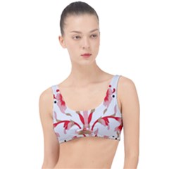 A Design Of A Red Flower On A White Background The Little Details Bikini Top