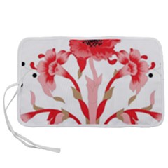 A Design Of A Red Flower On A White Background Pen Storage Case (m)