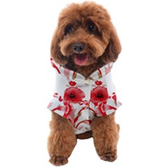 A Design Of A Red Flower On A White Background Dog Coat