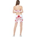 A Design Of A Red Flower On A White Background Stretch Shorts and Tube Top Set View2