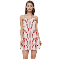 A Design Of A Red Flower On A White Background Short Frill Dress