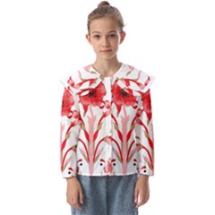 A Design Of A Red Flower On A White Background Kids  Peter Pan Collar Blouse