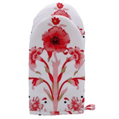 A Design Of A Red Flower On A White Background Microwave Oven Glove