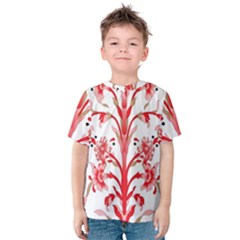 A Design Of A Red Flower On A White Background Kids  Cotton T-shirt