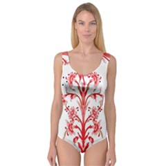 A Design Of A Red Flower On A White Background Princess Tank Leotard 