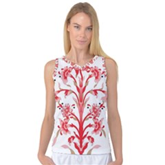 A Design Of A Red Flower On A White Background Women s Basketball Tank Top