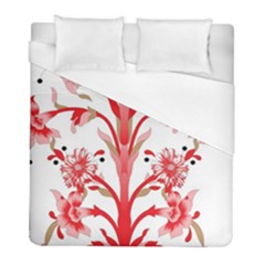 A Design Of A Red Flower On A White Background Duvet Cover (full/ Double Size)