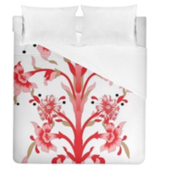 A Design Of A Red Flower On A White Background Duvet Cover (queen Size)