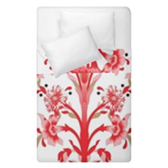 A Design Of A Red Flower On A White Background Duvet Cover Double Side (single Size)