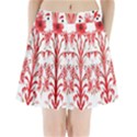 A Design Of A Red Flower On A White Background Pleated Mini Skirt View1