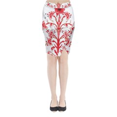 A Design Of A Red Flower On A White Background Midi Wrap Pencil Skirt