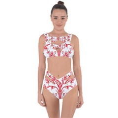 A Design Of A Red Flower On A White Background Bandaged Up Bikini Set 