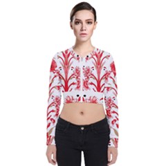 A Design Of A Red Flower On A White Background Long Sleeve Zip Up Bomber Jacket by catchydesignhill