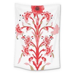 A Design Of A Red Flower On A White Background Large Tapestry by catchydesignhill