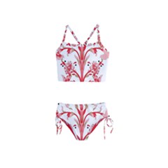 A Design Of A Red Flower On A White Background Girls  Tankini Swimsuit by catchydesignhill