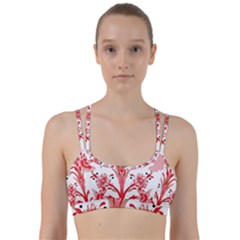 A Design Of A Red Flower On A White Background Line Them Up Sports Bra