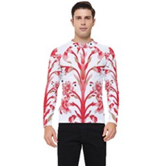 A Design Of A Red Flower On A White Background Men s Long Sleeve Rash Guard