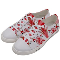 A Design Of A Red Flower On A White Background Men s Low Top Canvas Sneakers