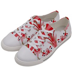 A Design Of A Red Flower On A White Background Women s Low Top Canvas Sneakers