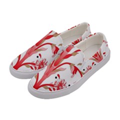 A Design Of A Red Flower On A White Background Women s Canvas Slip Ons