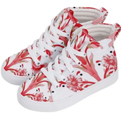 A Design Of A Red Flower On A White Background Kids  Hi-top Skate Sneakers