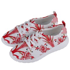 A Design Of A Red Flower On A White Background Women s Lightweight Sports Shoes