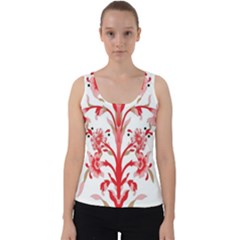 A Design Of A Red Flower On A White Background Velvet Tank Top