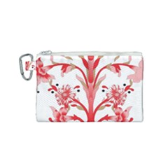 A Design Of A Red Flower On A White Background Canvas Cosmetic Bag (small)