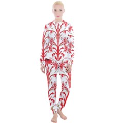 A Design Of A Red Flower On A White Background Women s Lounge Set