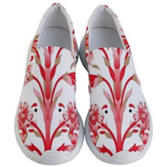 A Design Of A Red Flower On A White Background Women s Lightweight Slip Ons