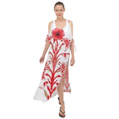 A Design Of A Red Flower On A White Background Maxi Chiffon Cover Up Dress