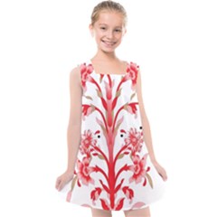 A Design Of A Red Flower On A White Background Kids  Cross Back Dress