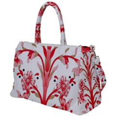 A Design Of A Red Flower On A White Background Duffel Travel Bag