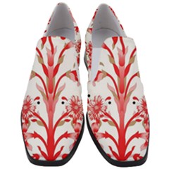 A Design Of A Red Flower On A White Background Women Slip On Heel Loafers