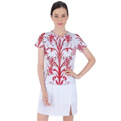 A Design Of A Red Flower On A White Background Women s Sports Top