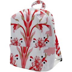 A Design Of A Red Flower On A White Background Zip Up Backpack