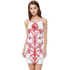 A Design Of A Red Flower On A White Background Summer Tie Front Dress